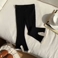 thumbnail image 3 of ZACPNCV Girls Ribbed Knit Flare Pants Elastic Waist Lace Trim Bootcut Bell Bottom Trousers Casual Stretch Leggings for Little Girls 5-6Years Black, 3 of 3