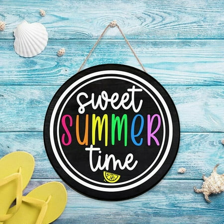 

Summer Decorative House Number Pendant Welcome Farmhouse Round Hanging Sign F