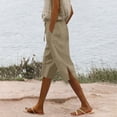 thumbnail image 2 of yunLCZ Wide Leg Pants Woman Women's Summer Long Solid Color Cotton And Linen Straight Leg Loose Casual Five Quarter Pants (leg Slit) Office Slacks, 2 of 4