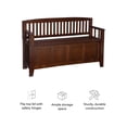 thumbnail image 3 of Linon Cynthia Wood Storage Bench FlipTop Slat Back & Side in Walnut Brown Finish, 3 of 19