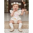 thumbnail image 6 of Cenuakty Baby Girls Birthday Romper Cute Goose/Elephant Embroidery Flutter Sleeves Jumpsuit and Headband Set Fashion Clothes, 6 of 9