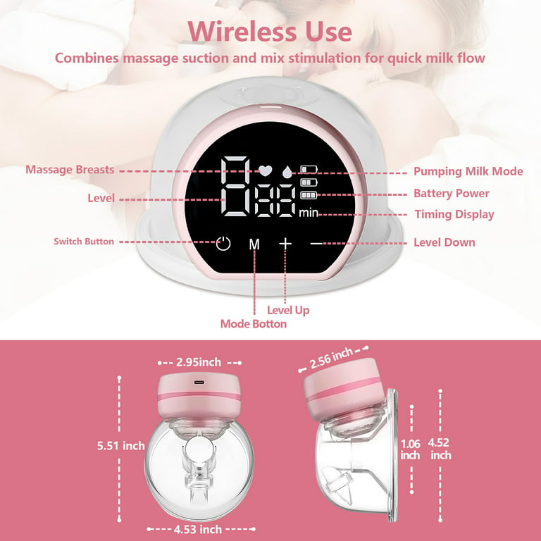 JoyHi Wearable Breast Pump Hands Free - Portable Wireless Breast Pump  Electric with 3 Mode & 9 Levels, Silicone Breastfeeding Breastpump Can Be  Worn in-Bra, Low Noise & Painless with Massage 24mm 