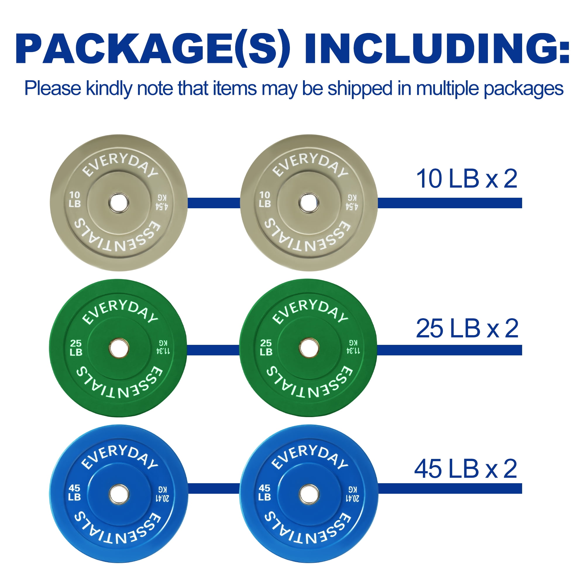 BalanceFrom Olympic Bumper Plate Weight Plate with Steel Hub, Color Coded, 160 lbs Set, Multiple Packages