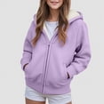 thumbnail image 2 of TOWED22 Girls Zip Up Hoodies Teen Fleece Full-Zip Sweatshirts Jacket Casual Fall Hoodie with Pocket(Purple,18-24 M), 2 of 6
