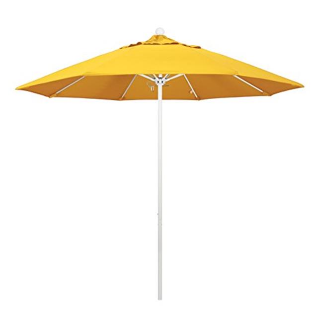 9 ft. Round Aluminum & Fiberglass Umbrella, Push Open & White Pole