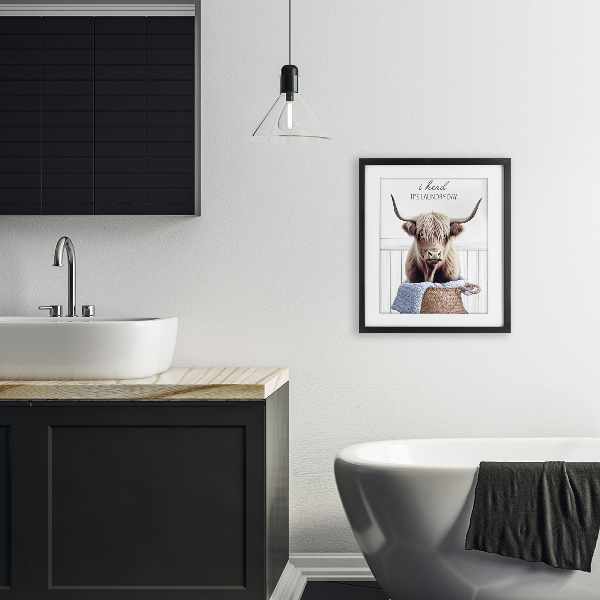 Herd It's Laundry Day Black Framed Print Under Glass, design by Marcus Prime