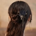 thumbnail image 4 of Milageto Punk Mechanical Hairpin Steampunk Gear Brooch with Tassels Suit Pin for Coat Black, 4 of 8