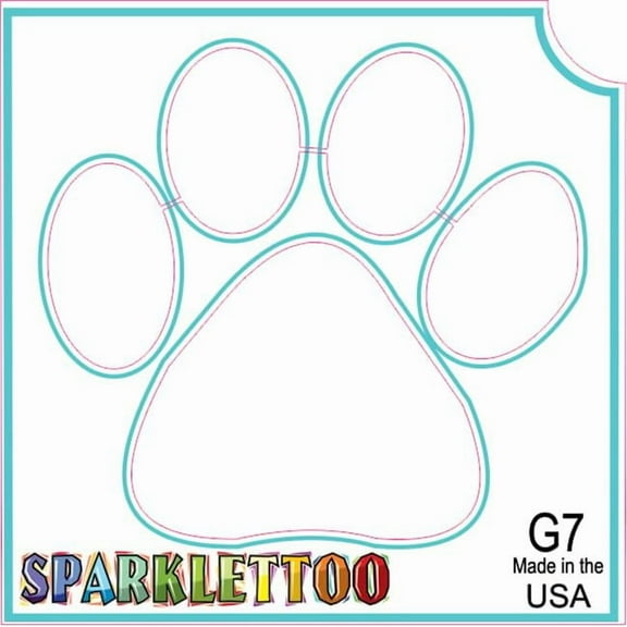 Ruby Red Paint G7 2 x 2 in. 3 Ply Paw Print Design Glitter Tattoo, Pack of 100