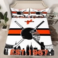 thumbnail image 2 of Erosebridal Sports Bed Sheets Set Full Size,Ice Hockey Puck Sheet Set for Fan,White Black Orange Sheets,Hockey Flat Fitted Sheet with 2 Pillowcases Bedroom Decor(Philadelphia), 2 of 5