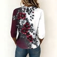 thumbnail image 5 of Tqyyweavej Womens 3/4 Sleeve Shirts Plus Size Printed Crew Neck Tops Loose Fit Casual V Neck Blouses, Gifts for Women S-5XL, 5 of 8