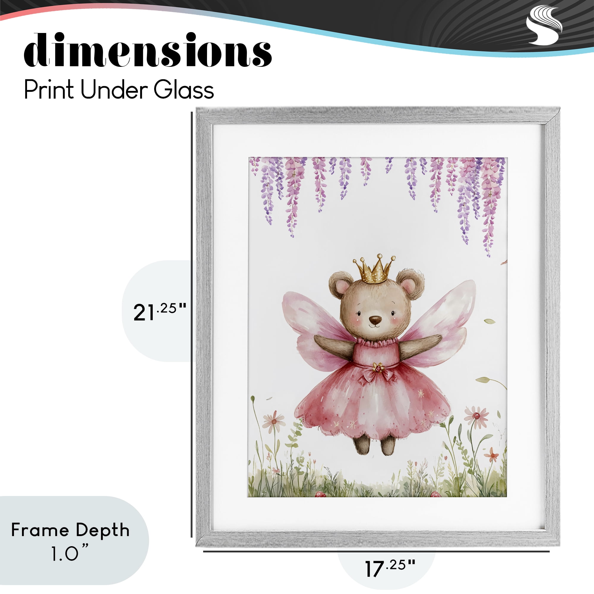 Stupell Industries Woodland Bear Forest Fairy Gray Framed Print Under Glass, design by LSR Design Studio