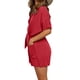 thumbnail image 5 of Mono de manga corta con cuello en V y bolsillo de color sólido a la moda para mujer Pompotops  FGAJ2899, 5 of 7