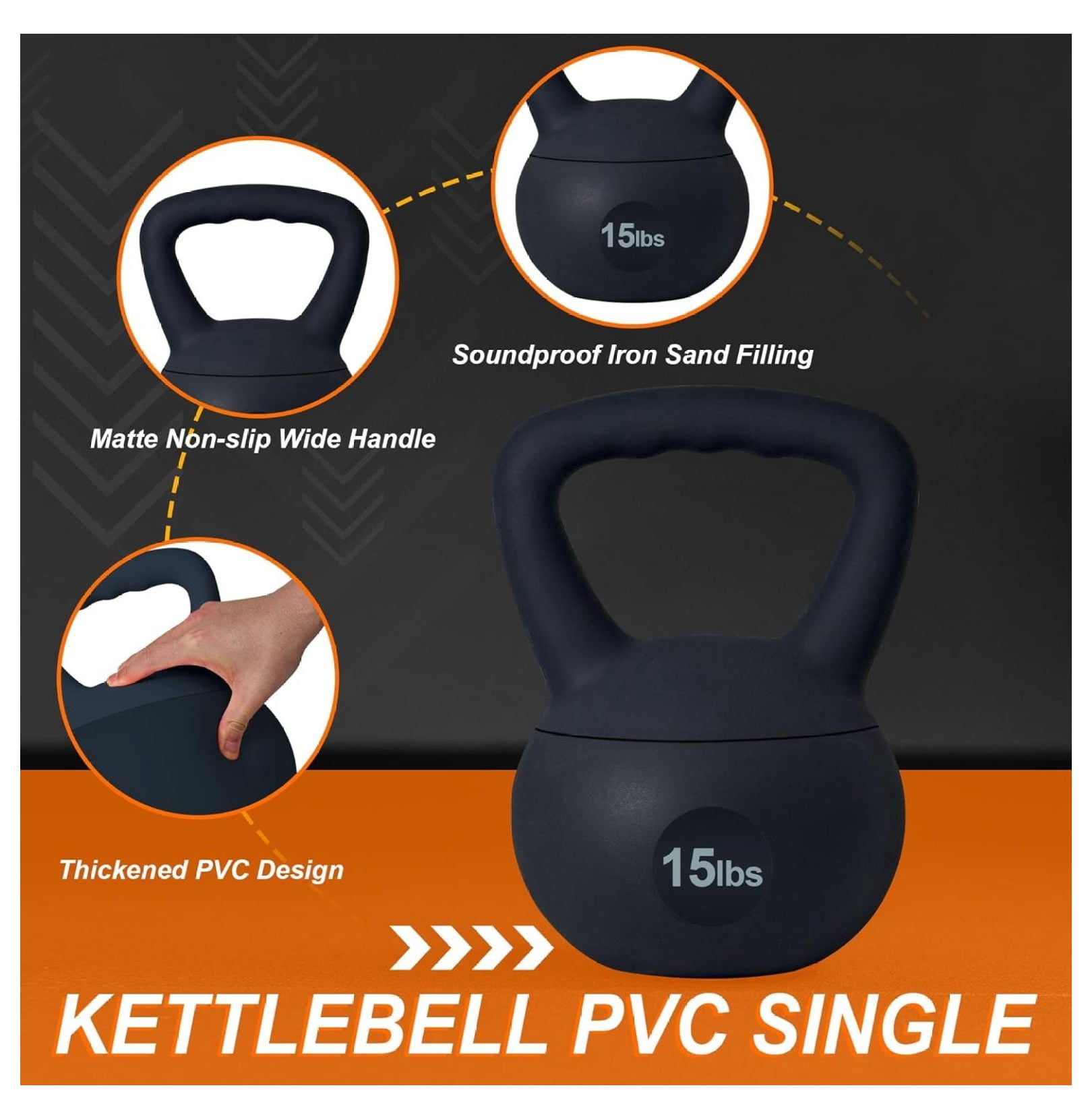 Kettlebell Weights Strength Training Kettlebell-Great for Full Body Workout and Strength Training,Easy Grip Handle,PVC Filled with Iron Sand