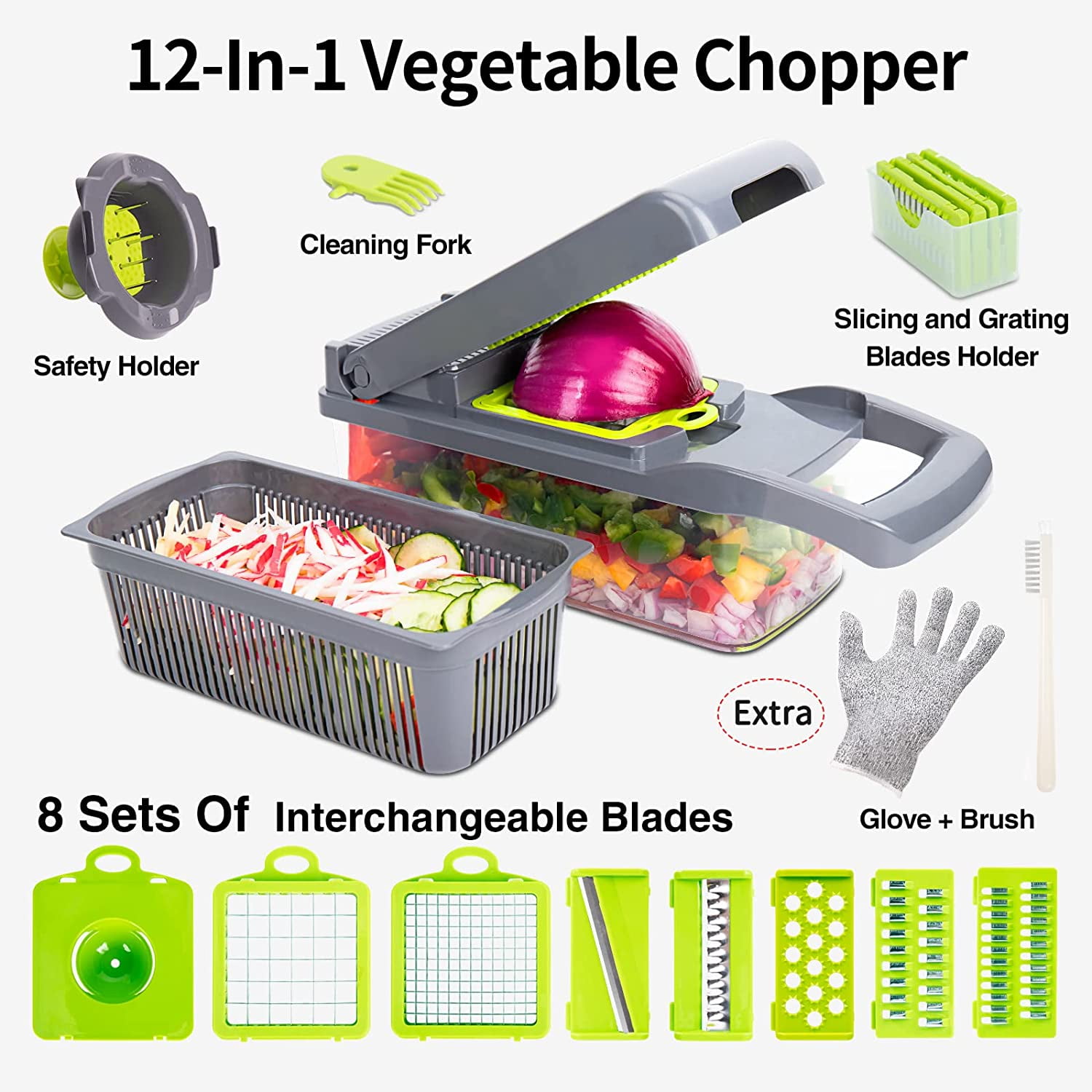 Vegetable Chopper Slicer 10-in-1 Chopper Vegetable Cutter CELLPAK