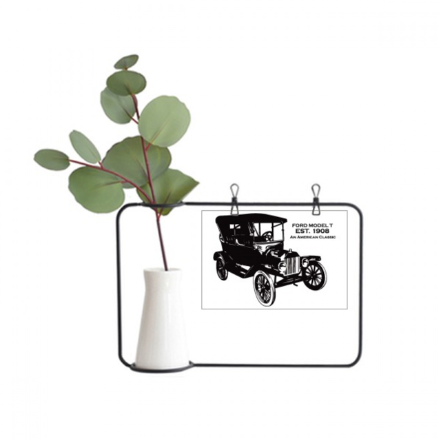Black Classic Cars Mechanical Pattern Metal Picture Frame Cerac Vase Decor