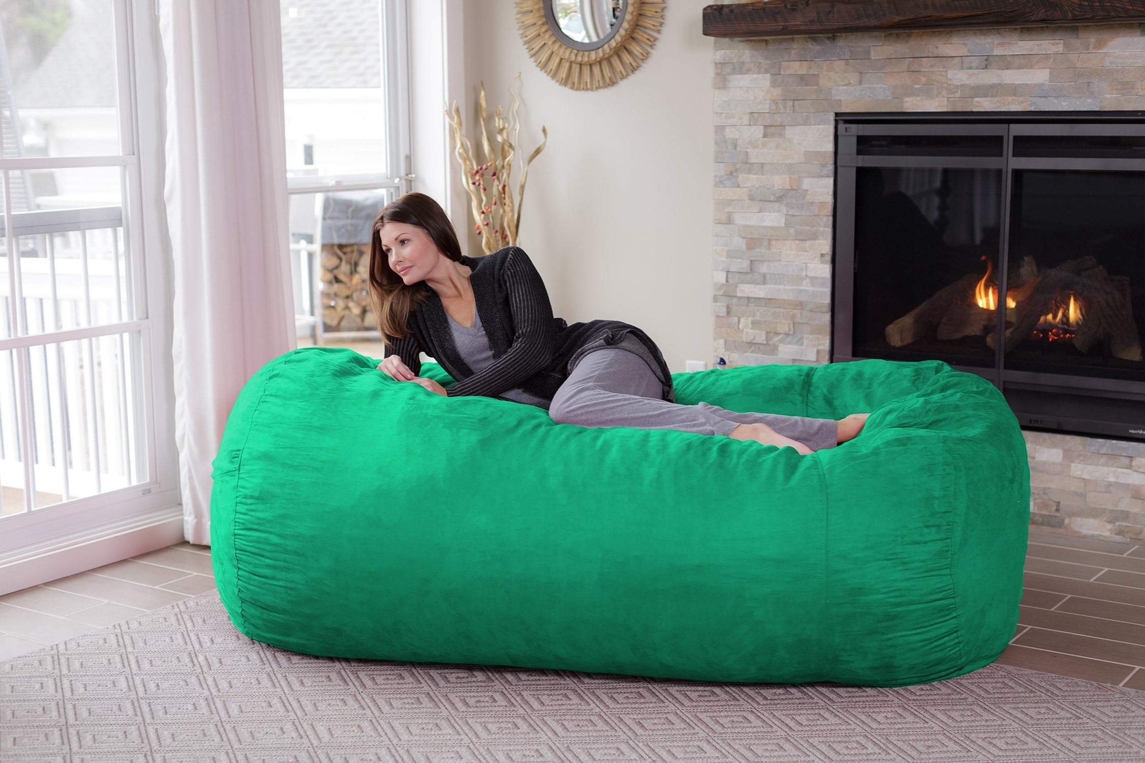 Chill Sack Bean Bag Chair, Memory Foam Lounger with Microsuede Cover, Kids, Adults, 7.5 ft, Tide Pool