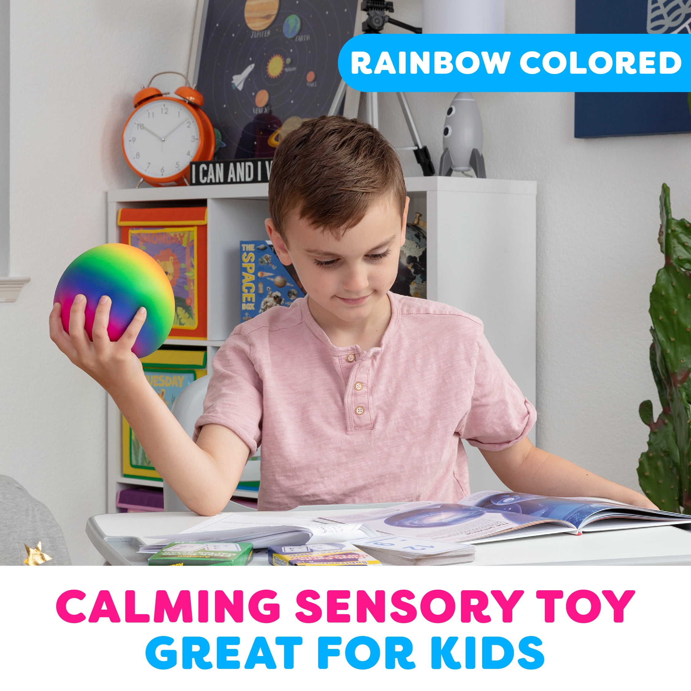 2pcs Squishy Sensory Stress Reliever Ball Toy Rainbow Fun Squishy Toy Kid/Adults 