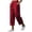 Red, variant on Utoimkio Women's Roll Cuff Cropped Linen Capri Pants Full Elastic Gathered High Waist Calf-Length Trousers with Inset Side Pockets for Summer Beach Casual Daily Wear
