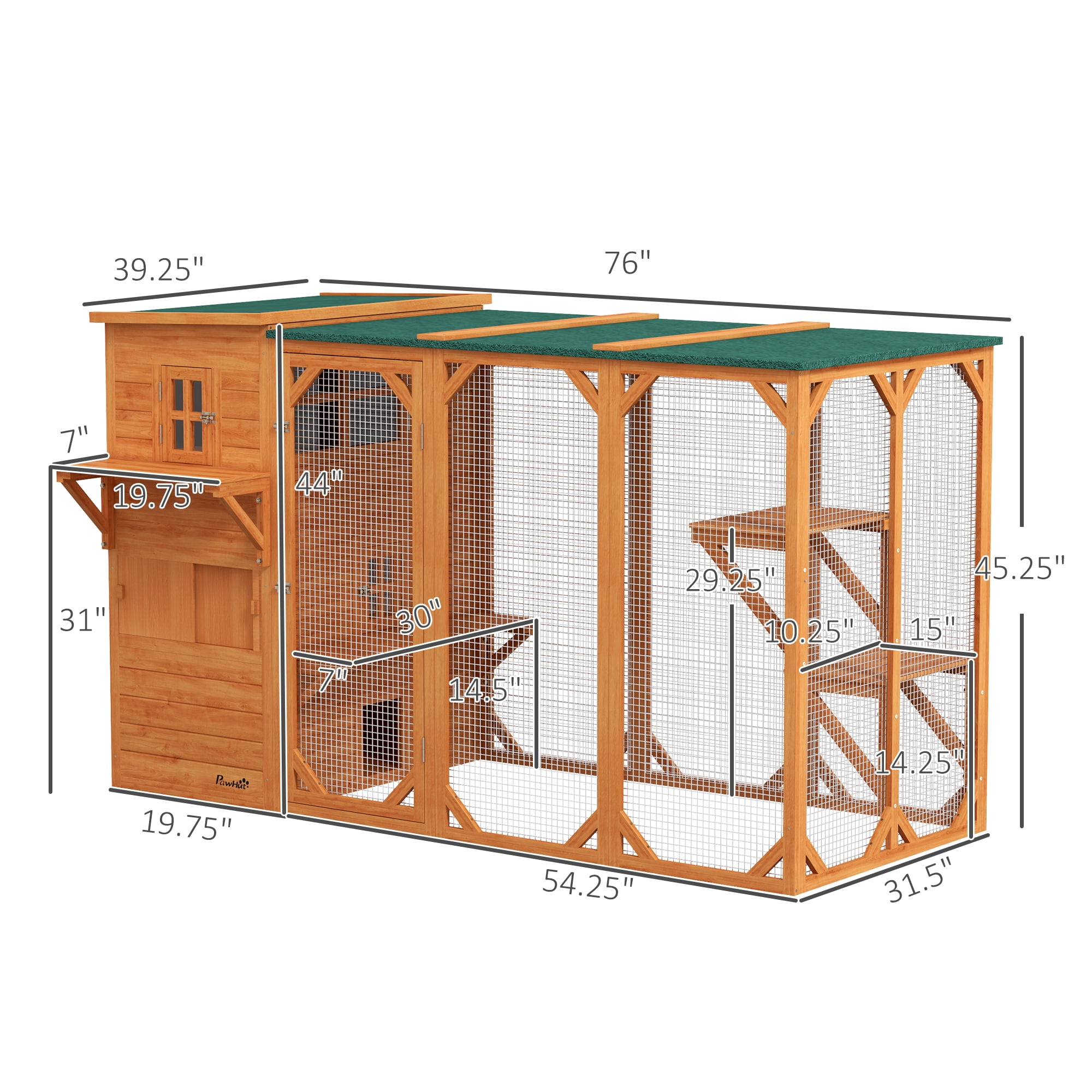 PawHut Catio Outdoor Cat Enclosure, Large Cat House for 3 Kitties, Orange