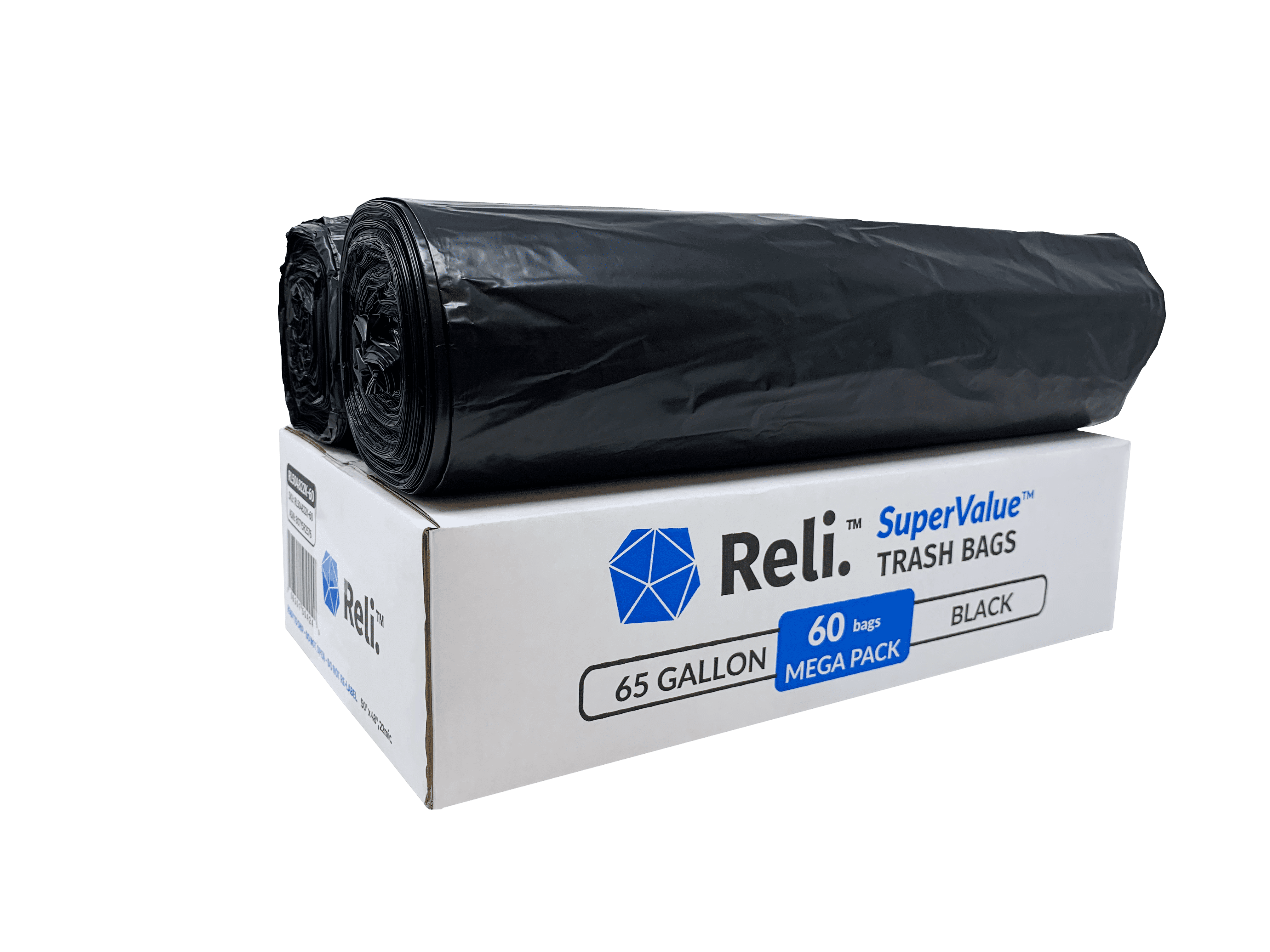 Supervalue 65 Gallon Trash Bags, 120 Count, Made in USA