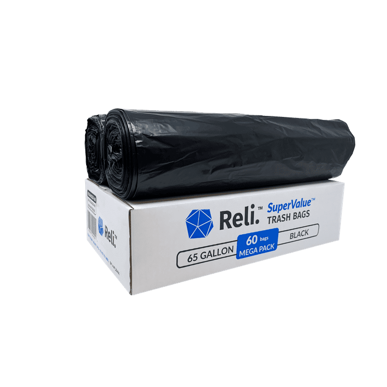 Reli. SuperValue 65 Gallon Recycling Bags | 50 Count | Blue Trash Bags