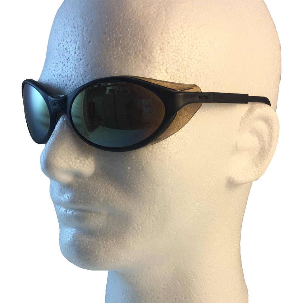 S1621 Uvex Bandit Safety Glasses Amber Lens Blue Frame Glasses