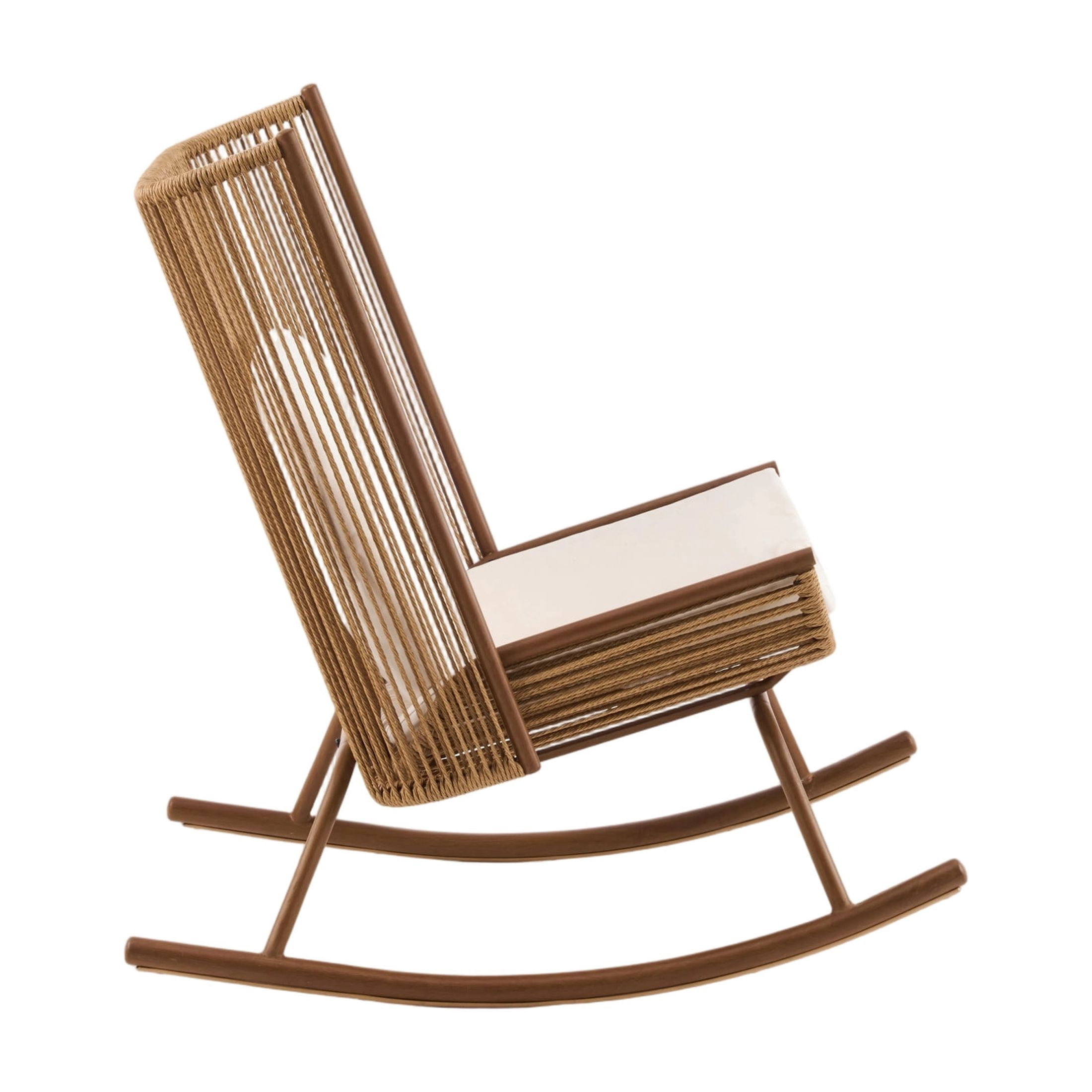 Christopher Knight Home Outdoor Rocking Chair, PE Rattan Backrest with Cushion, Brown
