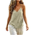 thumbnail image 2 of Favoffer Women's V Neck Tank Tops Sleeveless Linen Cotton with Pockets Casual Camisole Tops Breathable Work Tops for Office, 2 of 9
