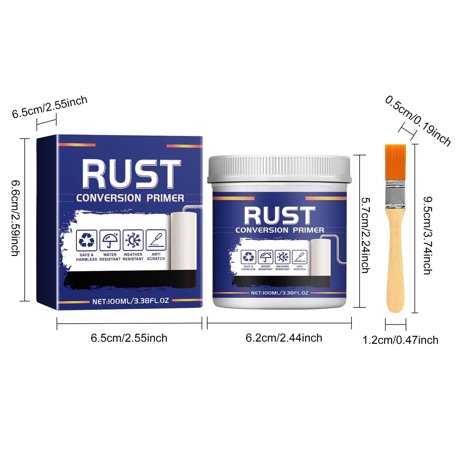 Alvantor Rust Converter & Metal Primer, Water-Based Corrosion Remover for Iron Stair Railings & Brackets, Black