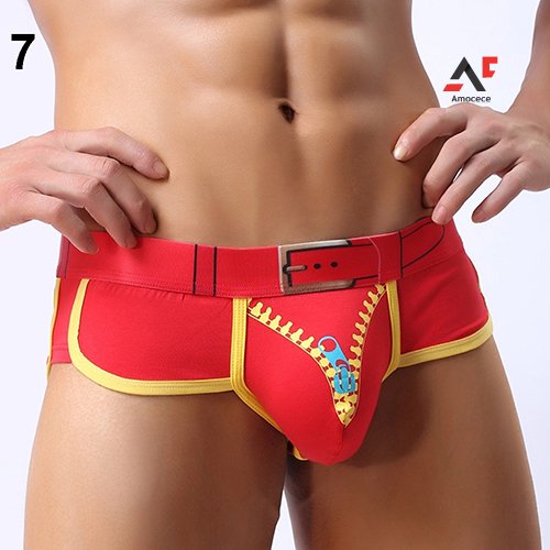Amocece Men\'s Sexy Breathable Cotton Front Cross Underwear Briefs Bulge Pouch Shortspangjing
