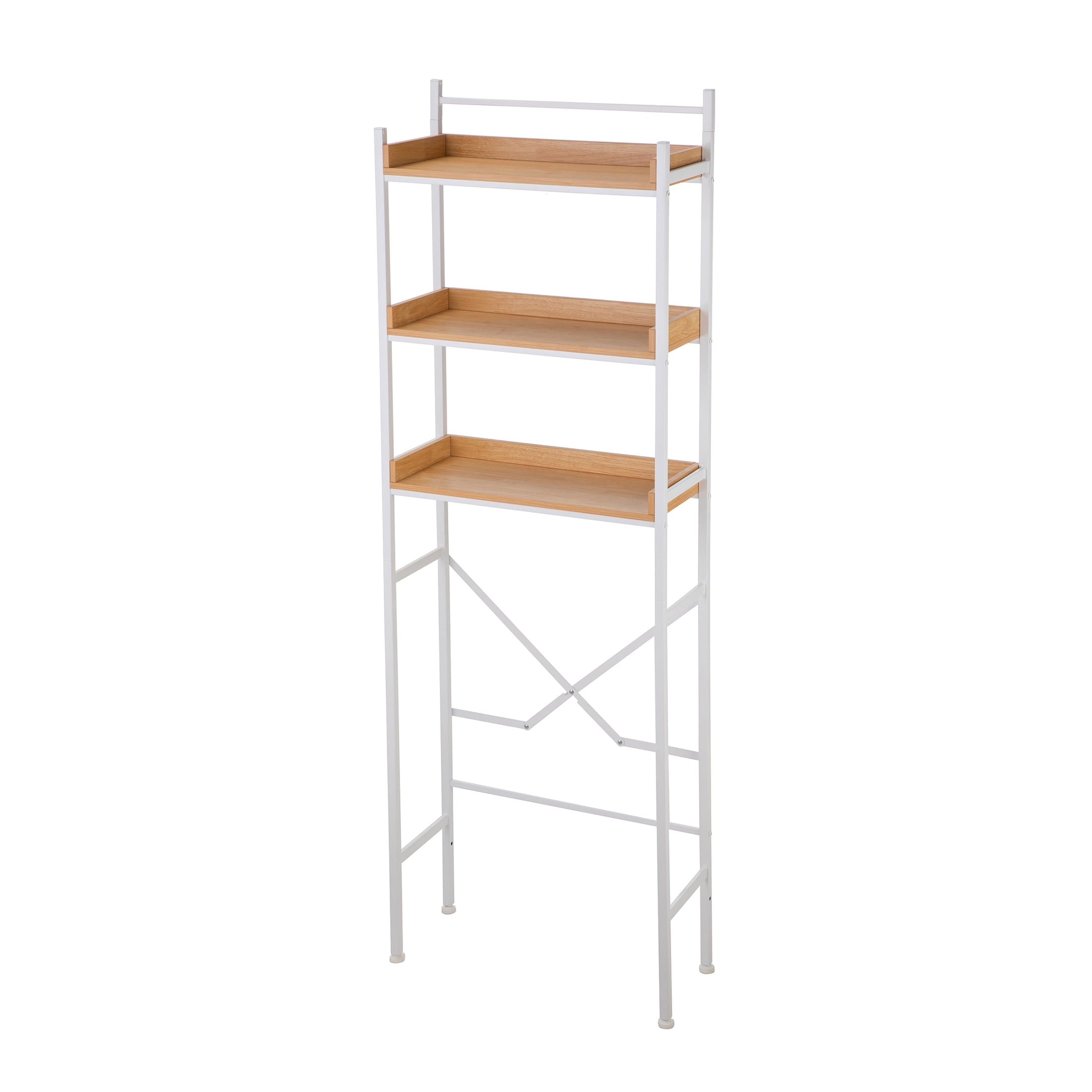 HomeZone Bathroom Quick-Assembly 3-Shelf Steel Storage Shelves with MDF Wood Grain Veneer, White
