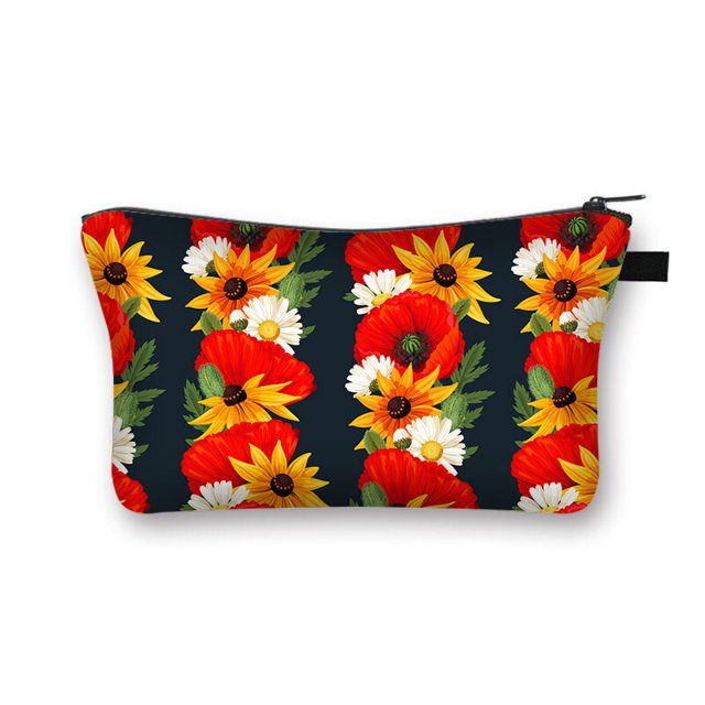 Bolsa de cosméticos con estampado de amapolas rojas para mujer, Bolso pequeño para maquillaje, neceser femenino de belleza, estuche de cosméticos LIUWENJING unisex