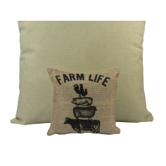 MINI Farm Life | Cover and Insert | 8 x 8 | Home Decor | Primitive Decor | Farmhouse | Rustic Farmhouse | Tiny House Decor | Lumbar Pillow