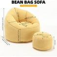 thumbnail image 2 of DEALTOPS Bean Bag Sofa Chair with Footrest, Foam-Filled Comfy Lounge Chair for Living Room, Bedroom, Dorm & Nursery, Yellow, 2 of 7