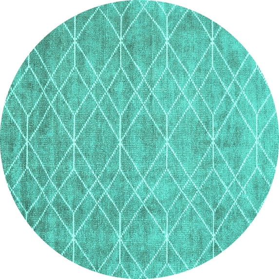 Ahgly Company Indoor Round Abstract Turquoise Blue Contemporary Area Rugs, 8' Round