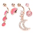 thumbnail image 1 of 4pcs Belly Button Rings Set Dangle Barbell Stud Belly Rings Stainless Steel Navel Button Piercing Jewelry, 1 of 5