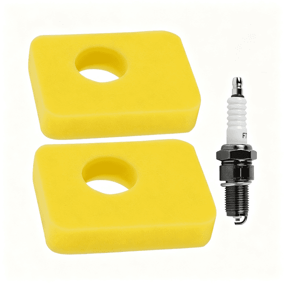 CURYMAY 2Pcs 799579 Air Cleaner Foam Filter Fit for Briggs Stratton Engine | Fit for Troy Bilt Engines, Lawn Mower and Blowers, Replace 09P702 08P000, 1 Pcs Spark Plug, Durable 799579 Air Cleaner