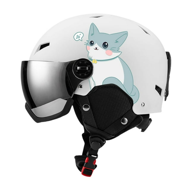 Almencla Ski Helmet Crash-resistant Easy to Wear Integrated Visor for Outside Skating M
