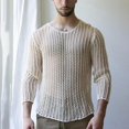 thumbnail image 2 of Men Mesh Top See Through Hollow-out Sexy Polyester Knitted Mesh Top, 2 of 5