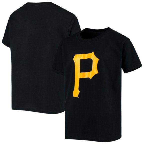 Youth Stitches Black Pittsburgh Pirates Team Logo T-Shirt