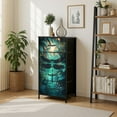thumbnail image 7 of Dresser for Bedroom with 4 Storage Drawers Bioluminescent Dragonfly Amid Luminescent Plants Dreamy Fantasy Dressers Chest of Drawers Steel Framed Fabric Closet Organizers for Entryway Home Decor, 7 of 7
