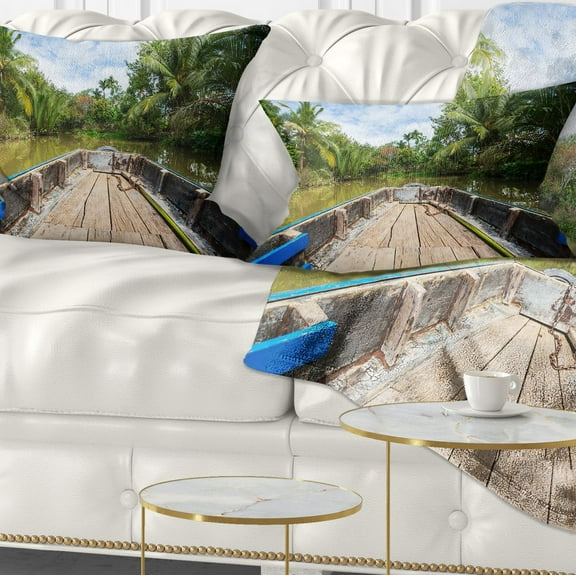 Designart 12" x 20" Green Polyester Throw Pillow