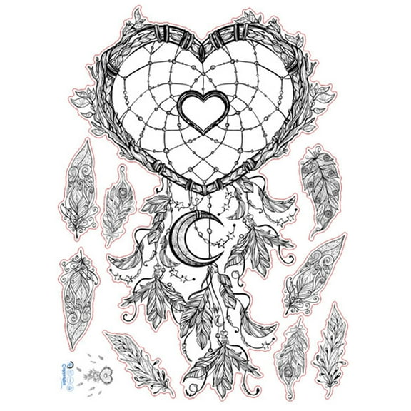Dream Catcher Feathers Wall Stickers Black White Style Art Mural Diy Wall Decal for Living Room Office Bedroom Decoration 45x60cm