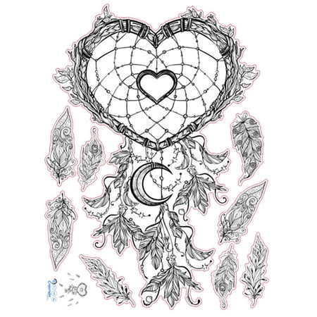Dream Catcher Feathers Wall Stickers Black White Style Art Mural Diy Wall Decal for Living Room Office Bedroom Decoration 45x60cm