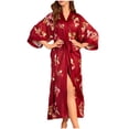 thumbnail image 2 of ITSAME Womens Robes, Fashion Prints Silk Comfy Lightweight Elegant Ladies Bathrobes Homewear With Belt Red Free Size, 2 of 8