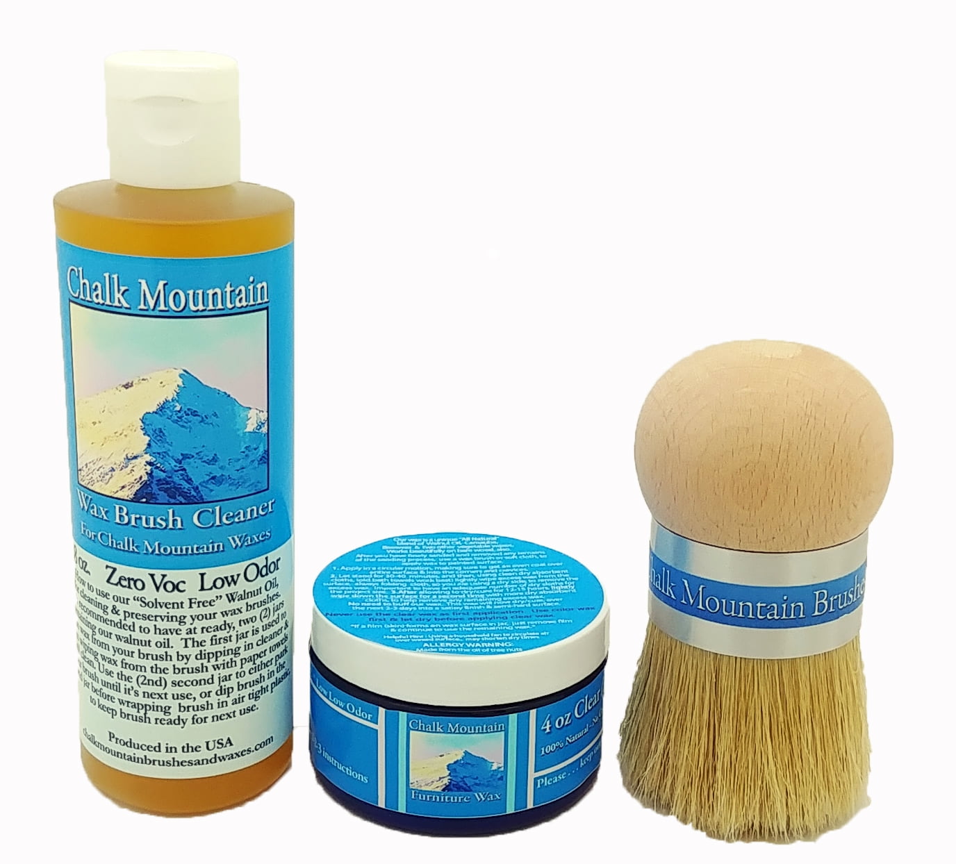 3 Pack Finishing Wax Starter Kit Original Design Palm Brush, 8oz Wax