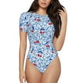 thumbnail image 1 of Balery Red Cherries Body de cuello redondo de manga corta para mujer Tops de manga corta Tops básicos-X-Large, 1 of 7