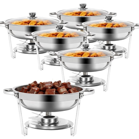 RJFKSN Chafing Dishes 5 Qt Stainless Steel Chafing Dish, 6 PACK Food Warmer Chafer Complete Set, Chafer Dishes for Catering Events Parties Weddings Dinners