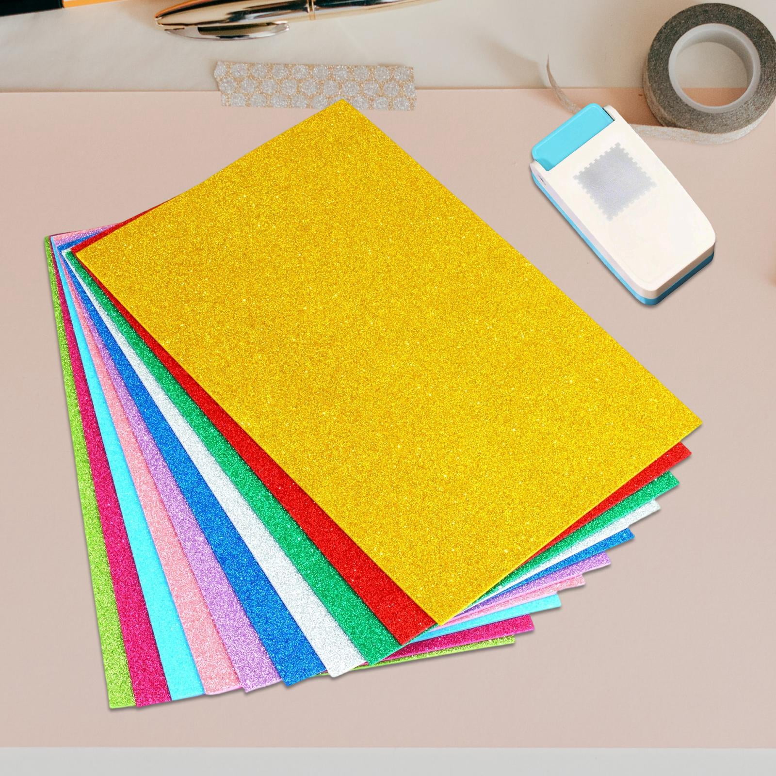 S SERENABLE Craft Hole Punch Square Postage Stamp Punch With Cardstock Papers Paper Puncher Shape Cutter Tool For Arts And Crafts Suitable For Journaling Scrapbooking Card 10 Glitter Paper