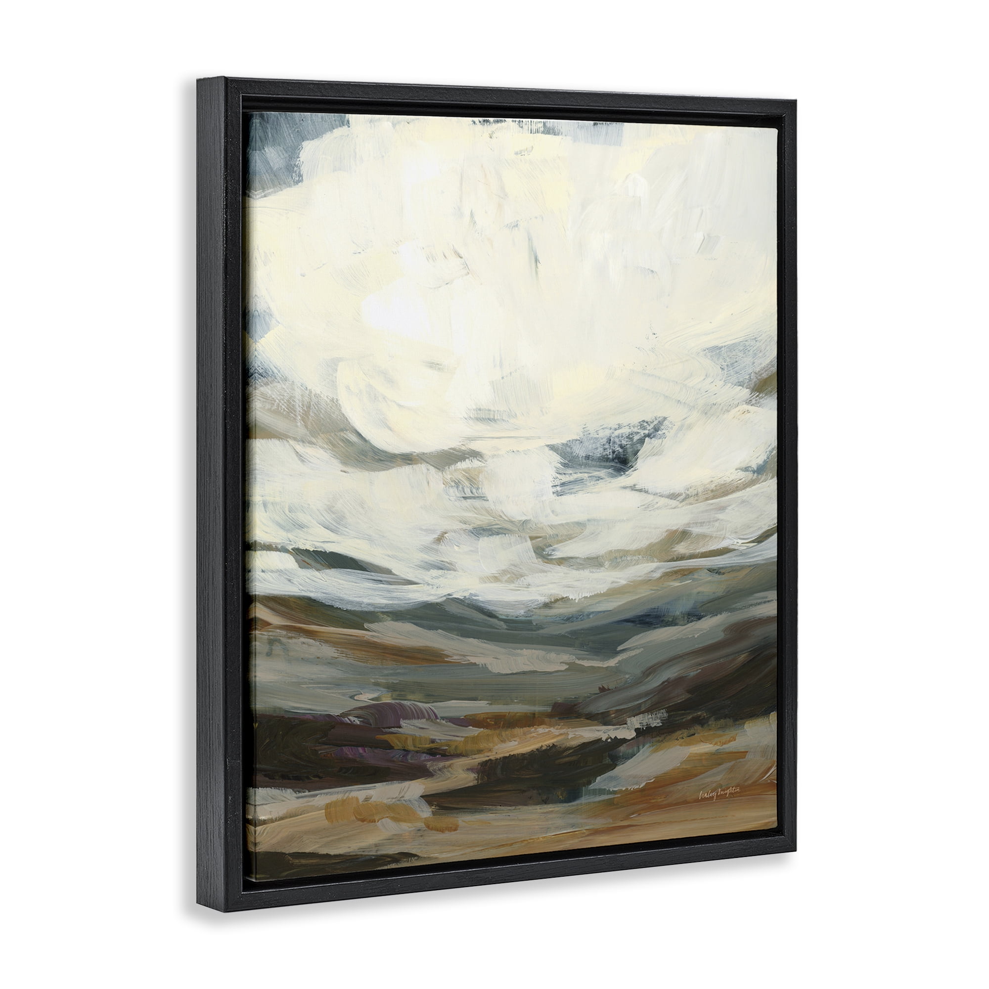 Stupell Industries Abstract Heavy Clouds Landscape Painting Black Floater Framed Art Print Wall Art, 17 x 21